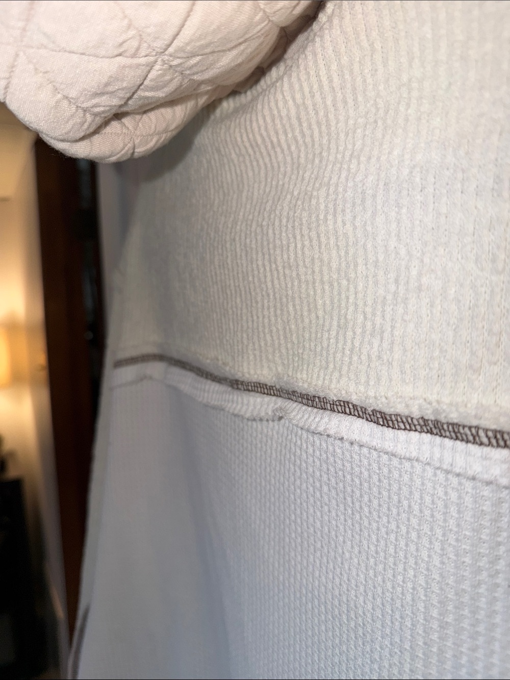 POL Quilted Contrast Hooded Jacket in Cream & Taupe Size L - Picture 12 of 14